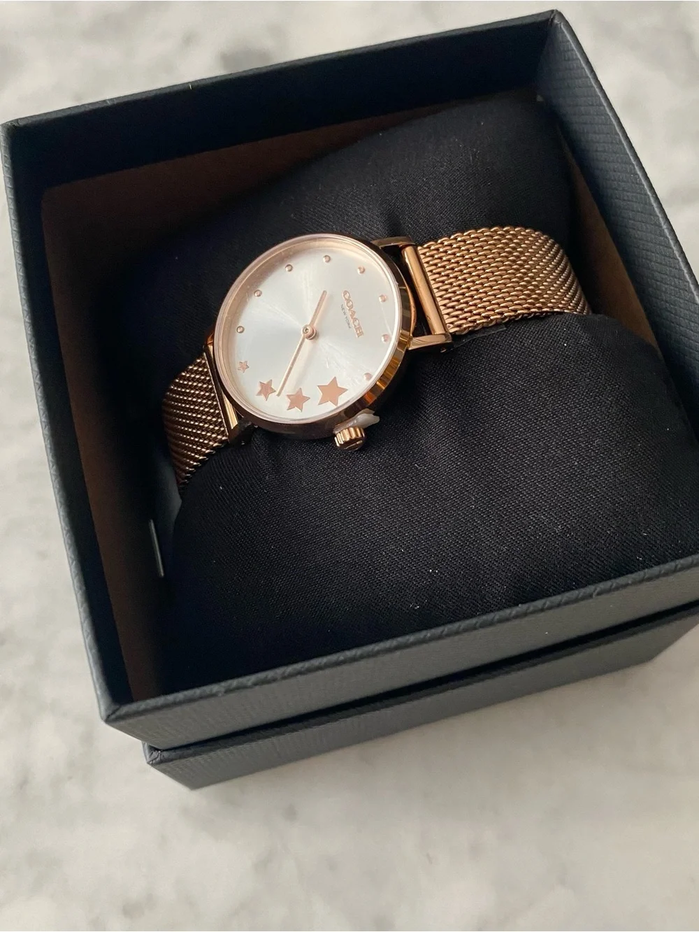 Coach Women's Perry Star Rose Gold-Tone Stainless Steel Mesh Bracelet Watch 28mm